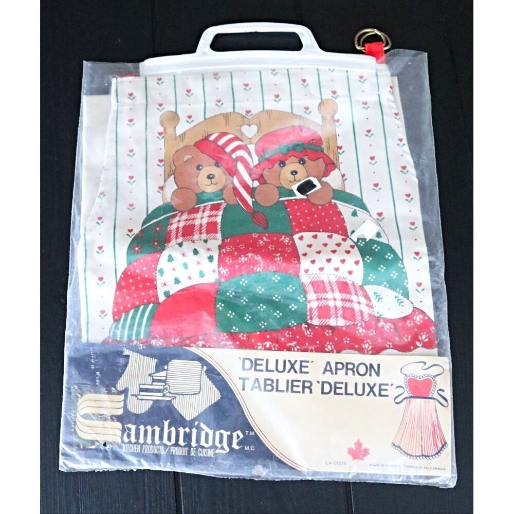 Vintage Apron Full Bib Apron Kitsch Mid Century Mama Bear Papa Bear Pocket by Ca
